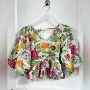 Anthropologie Love The Label Mitzie
Floral Ruffle Blouse Size XS